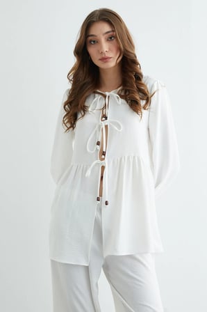 Fullamodest Önü Bağlamalı Ayrobin Kimono 2 Li Takım