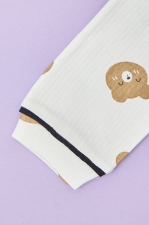 Ayıcık Baskılı Fitilli Unisex Çocuk Pijama Takımı