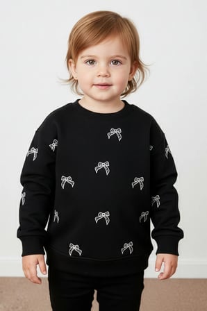 Fiyonk Nakışlı Taşlı Kız Çocuk Sweatshirt