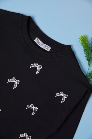 Fiyonk Nakışlı Taşlı Kız Çocuk Sweatshirt