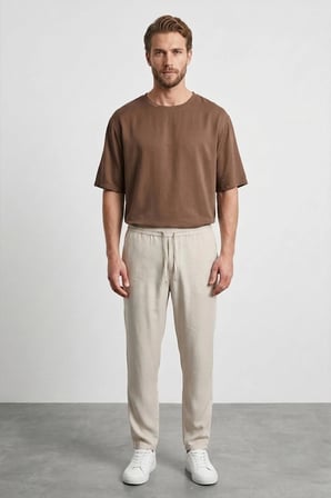 Beli Lastikli Cepli Tencel Pantolon
