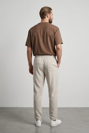 Beli Lastikli Cepli Tencel Pantolon