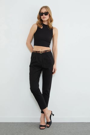Kemerli Cepli Gabardin Pantolon