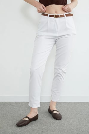 Kemerli Cepli Gabardin Pantolon