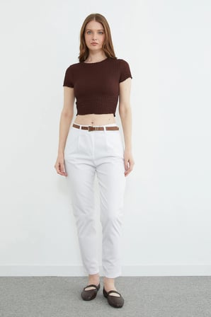 Kemerli Cepli Gabardin Pantolon