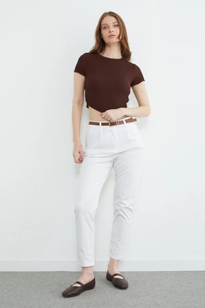 Kemerli Cepli Gabardin Pantolon