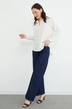 Basic Keten Görünümlü Oversize Gömlek