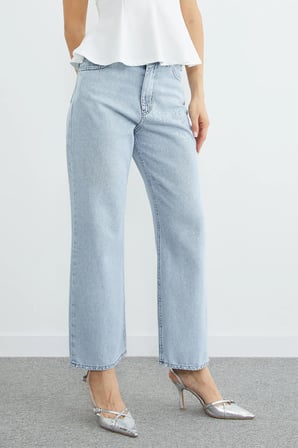 Taşlı Yüksek Bel Jean