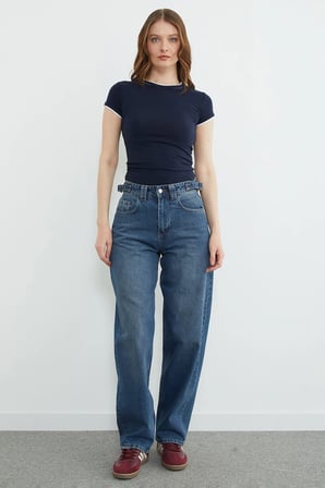 Beli Tokalı Baggy Jean