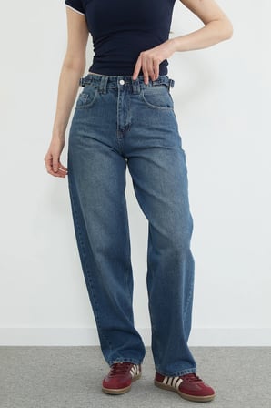 Beli Tokalı Baggy Jean