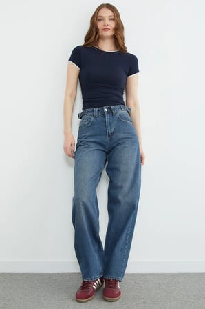 Beli Tokalı Baggy Jean