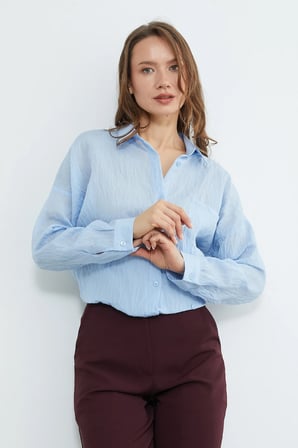 Tek Cepli Çapraz Düğmeli Oversize Gömlek