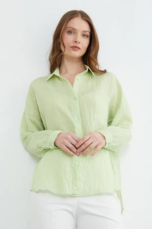 Tek Cepli Çapraz Düğmeli Oversize Gömlek
