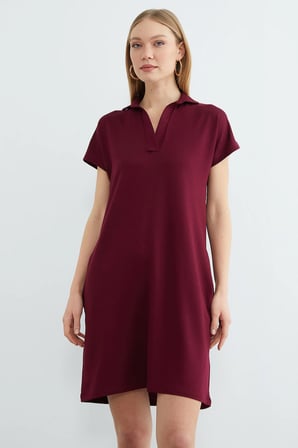 Basic Polo Yaka Cepli Mini Boy Elbise