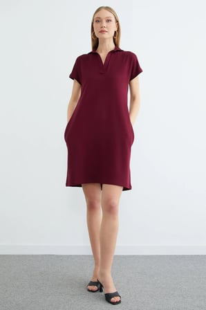 Basic Polo Yaka Cepli Mini Boy Elbise