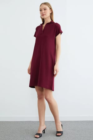 Basic Polo Yaka Cepli Mini Boy Elbise
