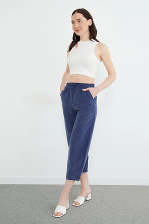 Beli Lastikli Cepli Tencel Kumaş Pantolon