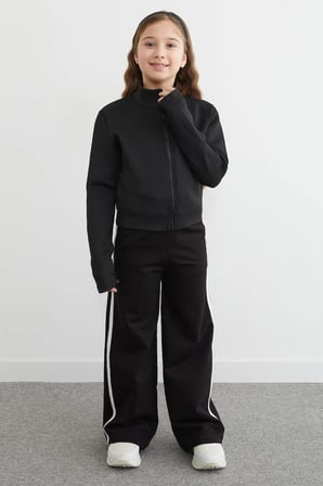 Fermuarlı Dalgıç Kumaş Kız Çocuk Sweatshirt
