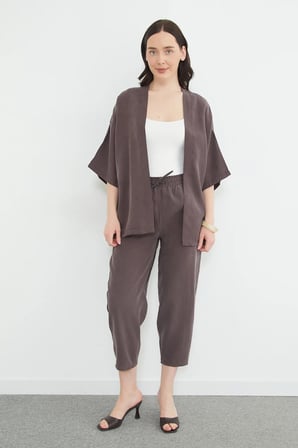 Beli Lastikli Cepli Tencel Kumaş Pantolon
