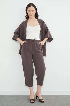Beli Lastikli Cepli Tencel Kumaş Pantolon