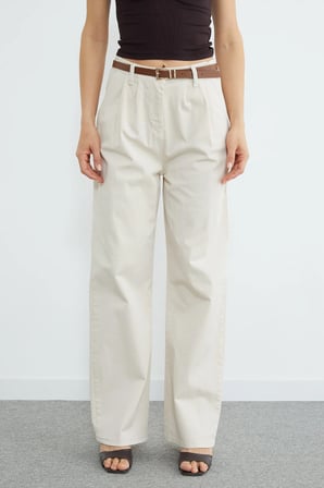 Beli Lastikli Kemerli Gabardin Palazzo Pantolon