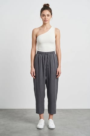 Beli Lastikli Cepli Tencel Kumaş Pantolon