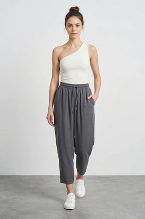 Beli Lastikli Cepli Tencel Kumaş Pantolon
