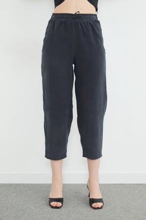 Beli Lastikli Cepli Tencel Kumaş Pantolon