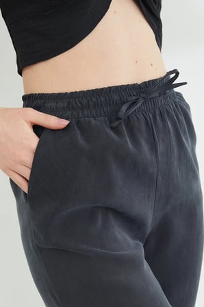 Beli Lastikli Cepli Tencel Kumaş Pantolon