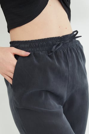 Beli Lastikli Cepli Tencel Kumaş Pantolon