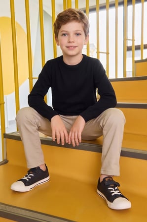 Basic Bisiklet Yaka Erkek Çocuk Triko Kazak