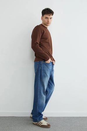 Basic Bisiklet Yaka Modal Sweatshirt