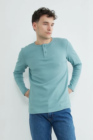 Petek Kumaş Yarım Düğmeli Body