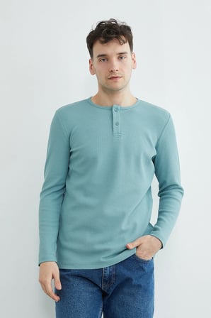 Petek Kumaş Yarım Düğmeli Body