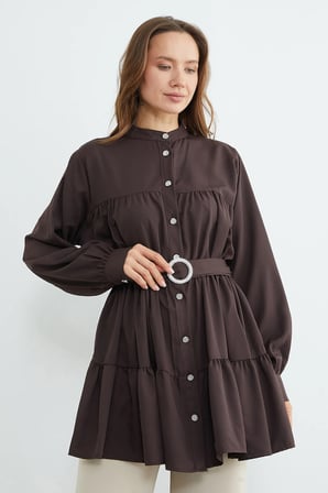 Fullamodest Beli Kemerli Taşlı Tunik