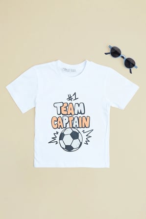 Team Captaın Yazı Baskılı Erkek Çocuk Tişört