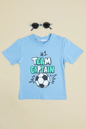 Team Captaın Yazı Baskılı Erkek Çocuk Tişört