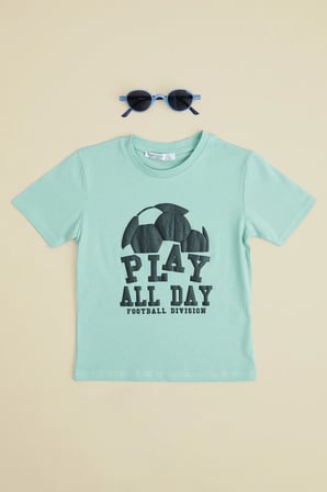 Play All Day Yazı Baskılı Erkek Çocuk Tişört