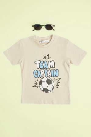Team Captaın Yazı Baskılı Erkek Çocuk Tişört