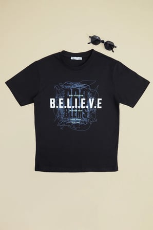 Believe Yazı Baskılı Erkek Çocuk Tişört