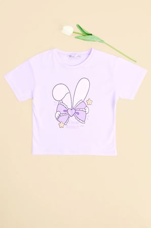 Fiyonk Baskılı Crop Kız Çocuk Tişört