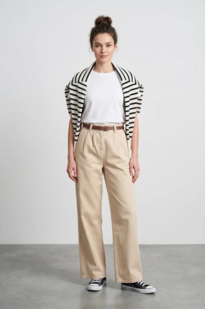 Beli Lastikli Kemerli Gabardin Palazzo Pantolon