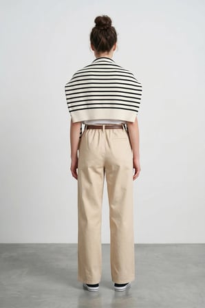 Beli Lastikli Kemerli Gabardin Palazzo Pantolon