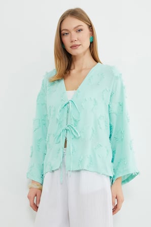 Püsküllü Önü Bağlamalı Salaş Kimono