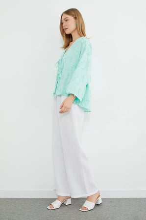 Püsküllü Önü Bağlamalı Salaş Kimono