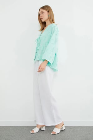 Püsküllü Önü Bağlamalı Salaş Kimono