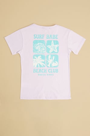 Surf Babe Yazı Baskılı Kız Çocuk Tişört