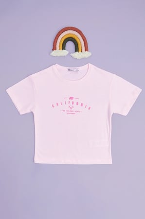 Calıfornıa Baskılı Crop Kız Çocuk Tişört