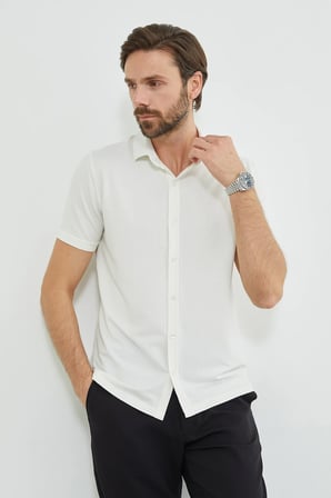 Fitilli Kolu Katlı Slim Fit Gömlek