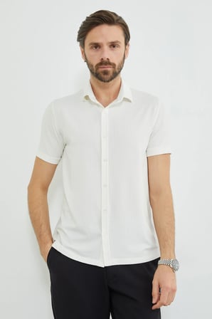 Fitilli Kolu Katlı Slim Fit Gömlek